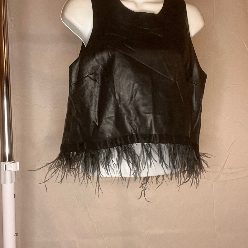 Hutch Black Feather Trim Top